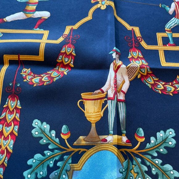 Salvatore Ferragamo Vintage Silk Scarf – Equestrian & Sports Theme - Picture 8 of 15